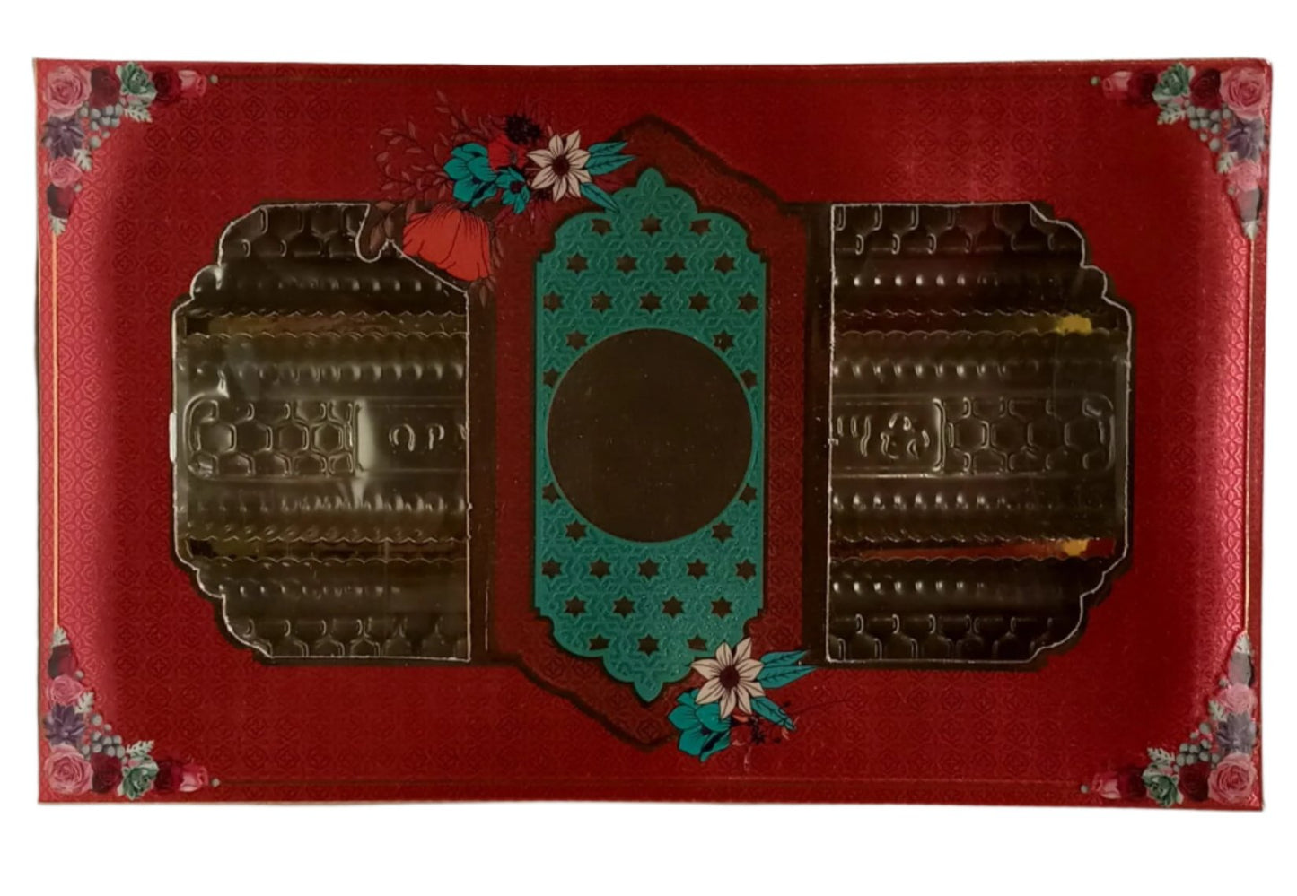 Fancy Design Empty Sweet Boxes (Red - 3 Patition) - 1/2 Kg