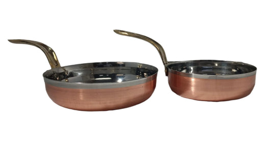 Copper Stainless Steel Mini Fry Pan Serving ware (Plain) - 2 Sizes