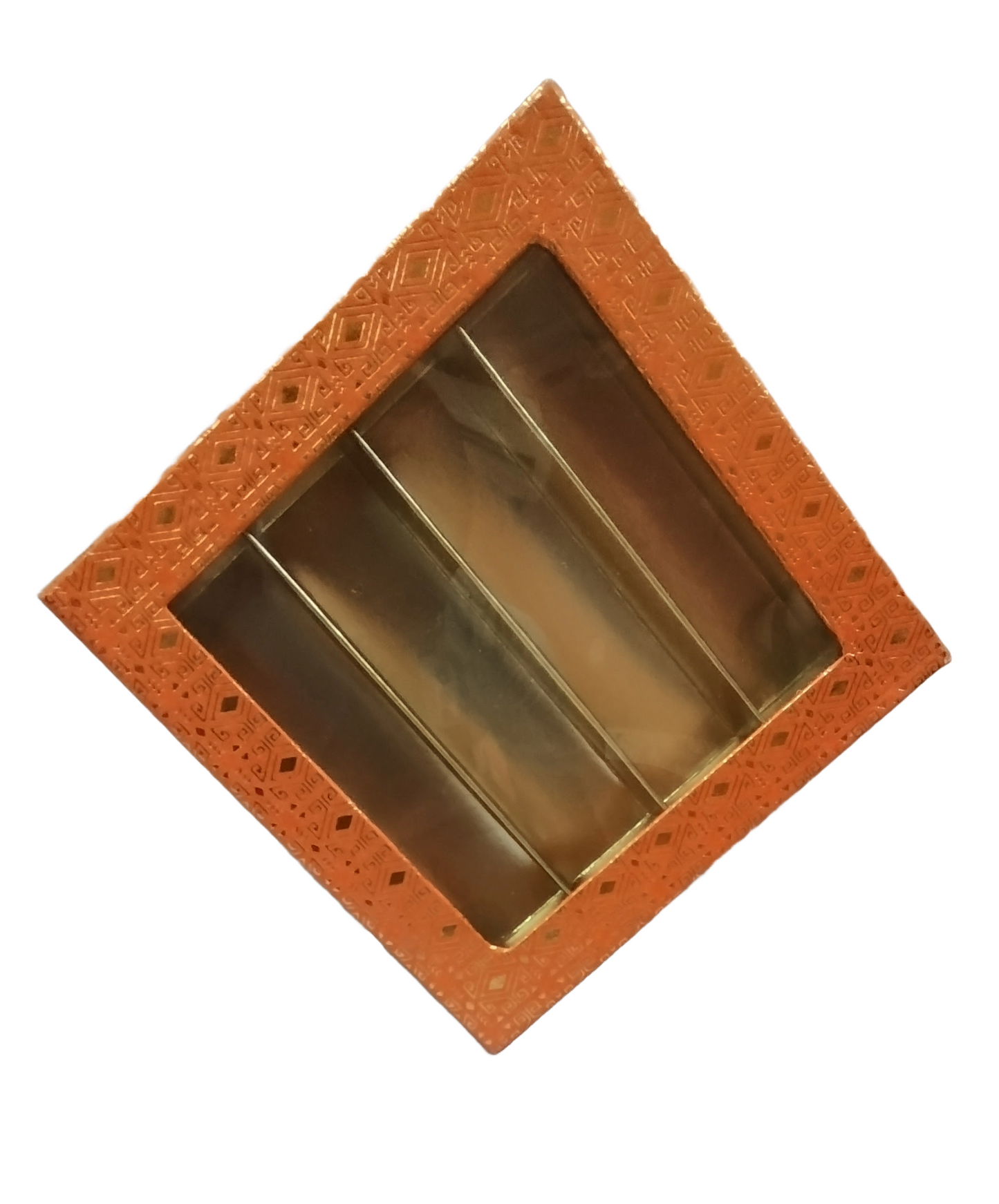 Orange Golden Design Square Empty Sweet Boxes - 500 Gm