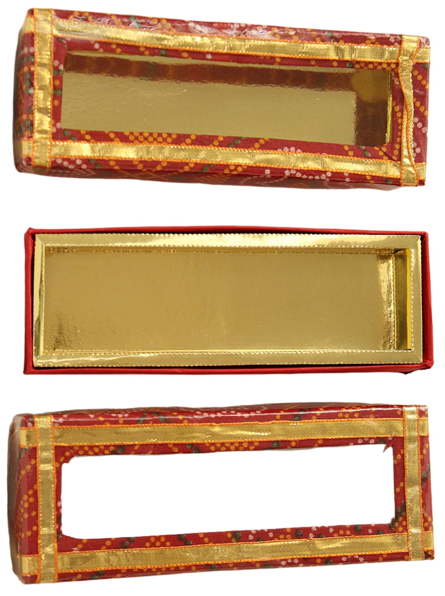 Red Bandhani Sweet Box 125 Grm (Rectangle)