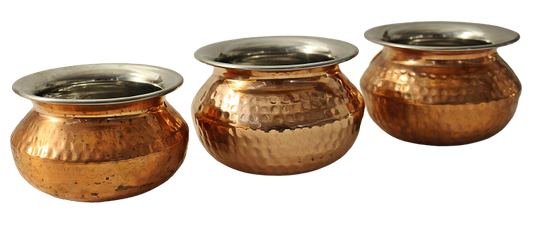 Copper Hammered Punjabi Handi (Serving Bowls) in 3 sizes