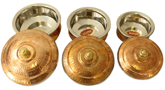 Copper Hammered Handi with Lid - 3 Sizes