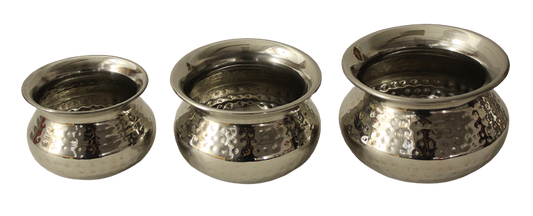 Stainless Steel Hammered Punjabi Handi (3 Sizes)