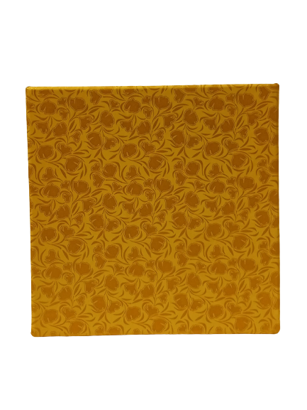 Beautiful Decorative Marigold Empty Sweet Boxes with Dark Gold Leaf Pattern - 1/2 Kg