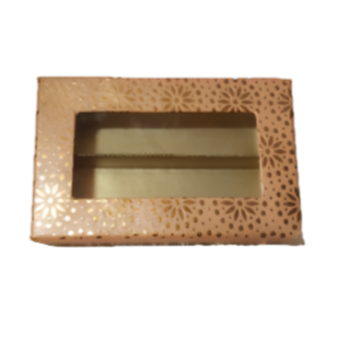 Peach-Colored Indian Sweet Boxes with 2 Compartments - 1/4 Kg Size - Outer: 7" x 4.5" x 1.75", Inner: 6.75" x 4.25" x 1.51"