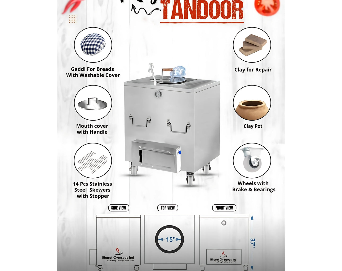 Commercial Restaurant Tandoor Oven | Authentic NSF Certified 36"X36"X37"