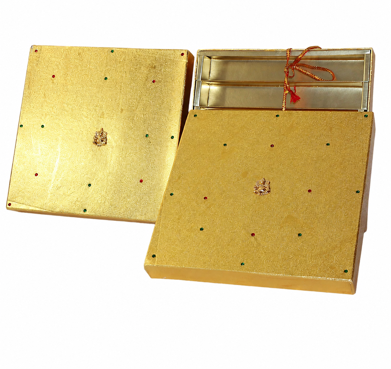Golden Ganesh Decorative Fancy Empty Indian Sweets Gift Boxes - 1 Kg