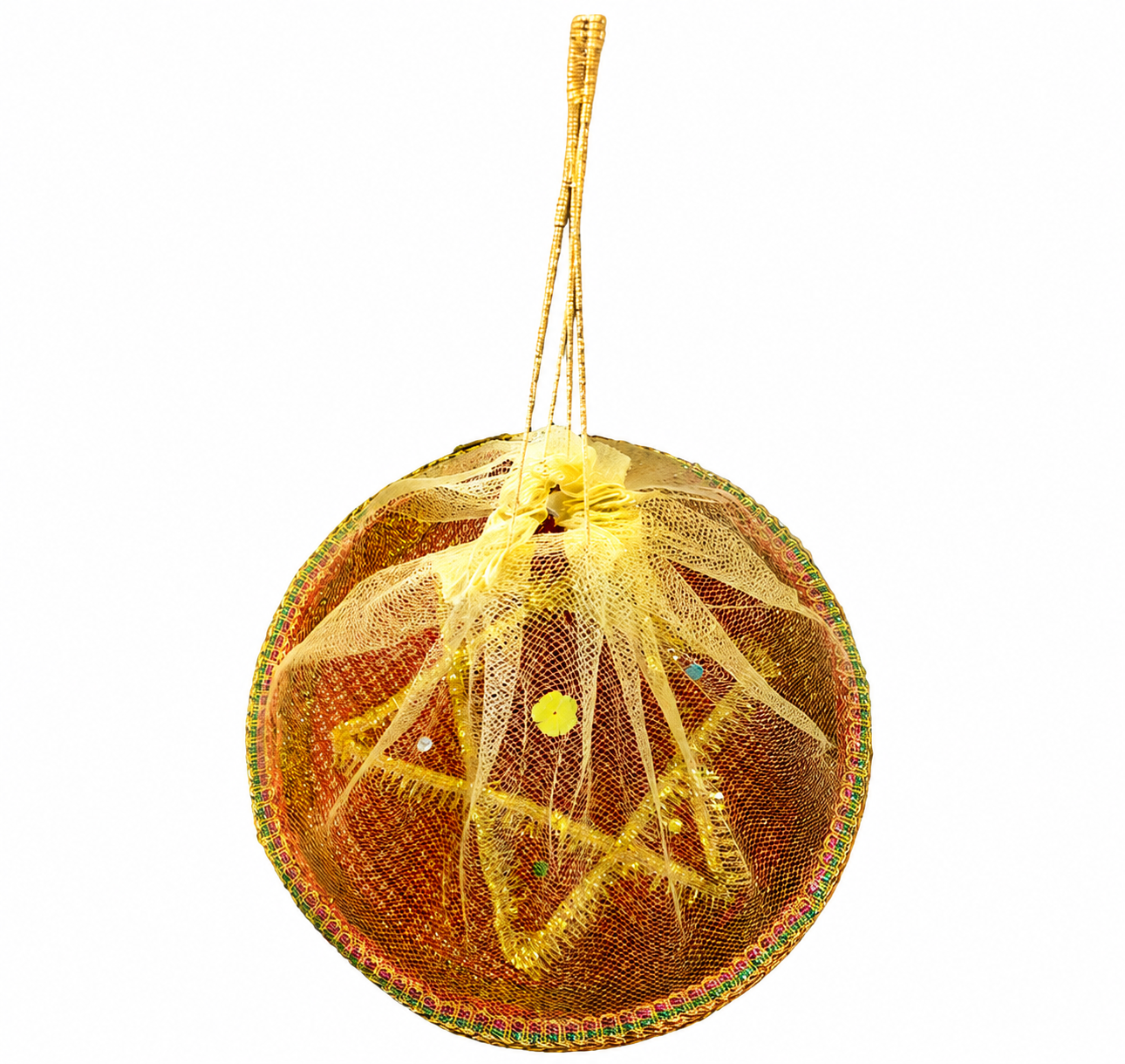 Decorative Red Bandhani Chhab w/Jholla(Net) (Size - 16")