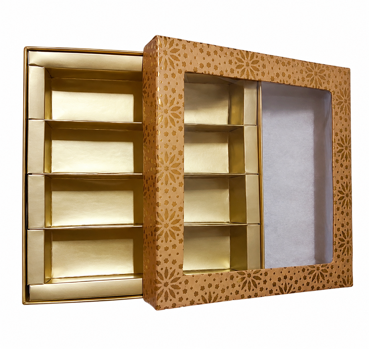 Peach-Colored Indian Sweet Boxes with 4 Compartments - 1/2 Kg
