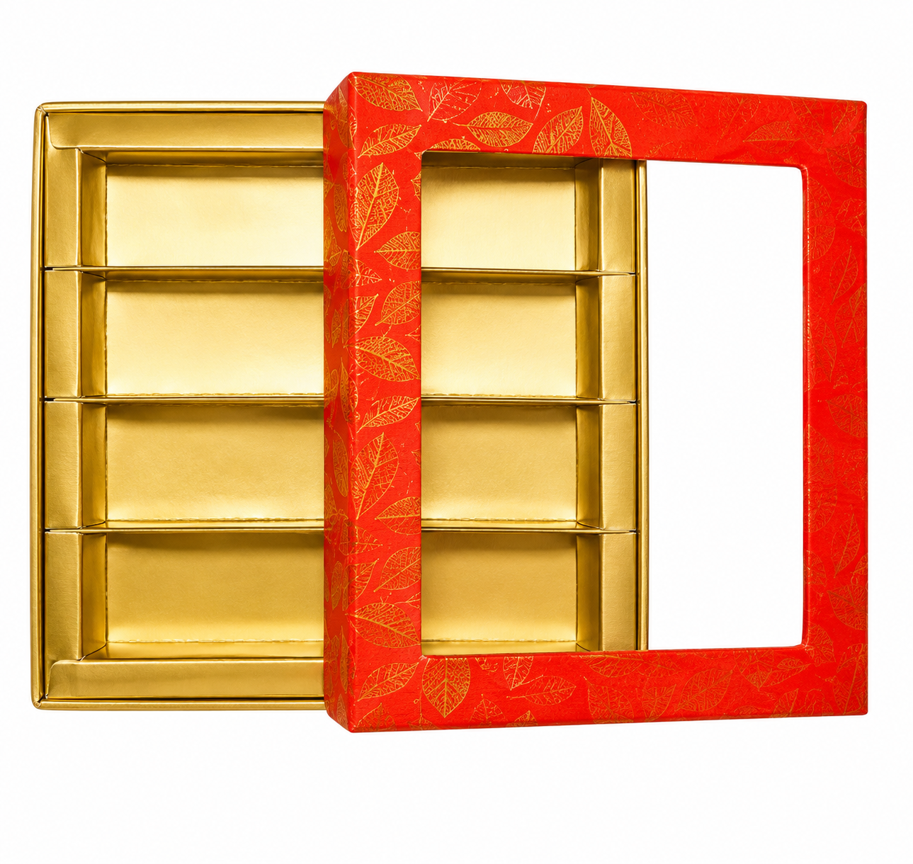 Red-Colored Indian Sweet Boxes with 4 Compartments - 1/2 Kg