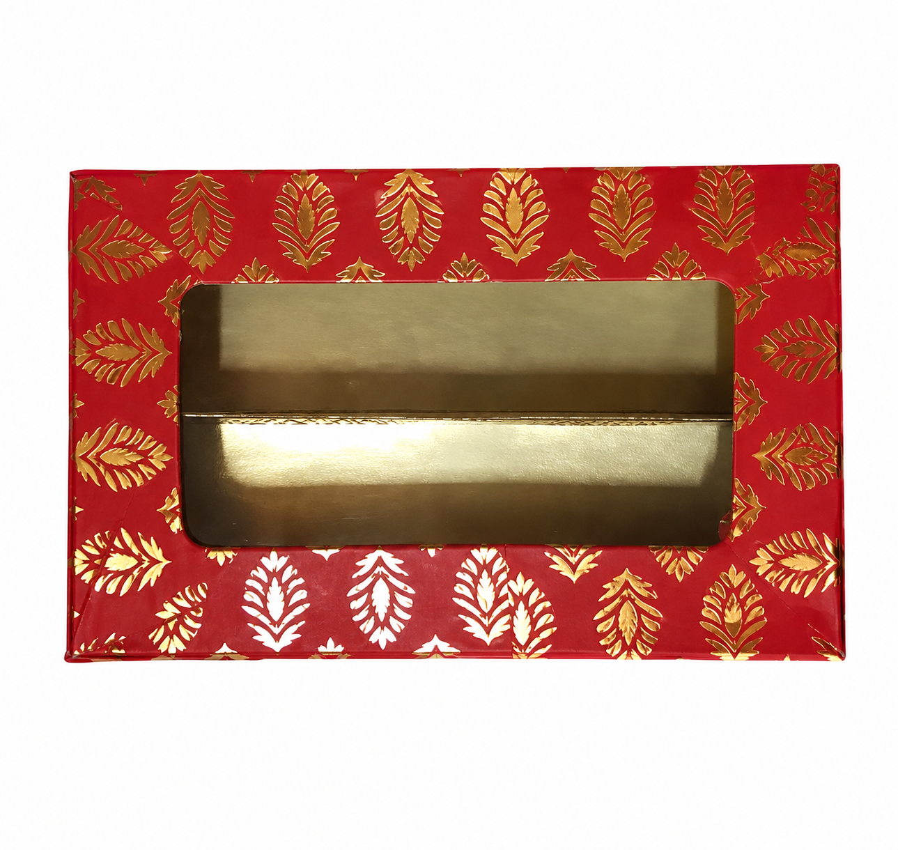 Red-Colored Indian Sweet Boxes with 2 Compartments - 1/4 Kg Size - Outer: 7" x 4.5" x 1.75", Inner: 6.75" x 4.25" x 1.51"