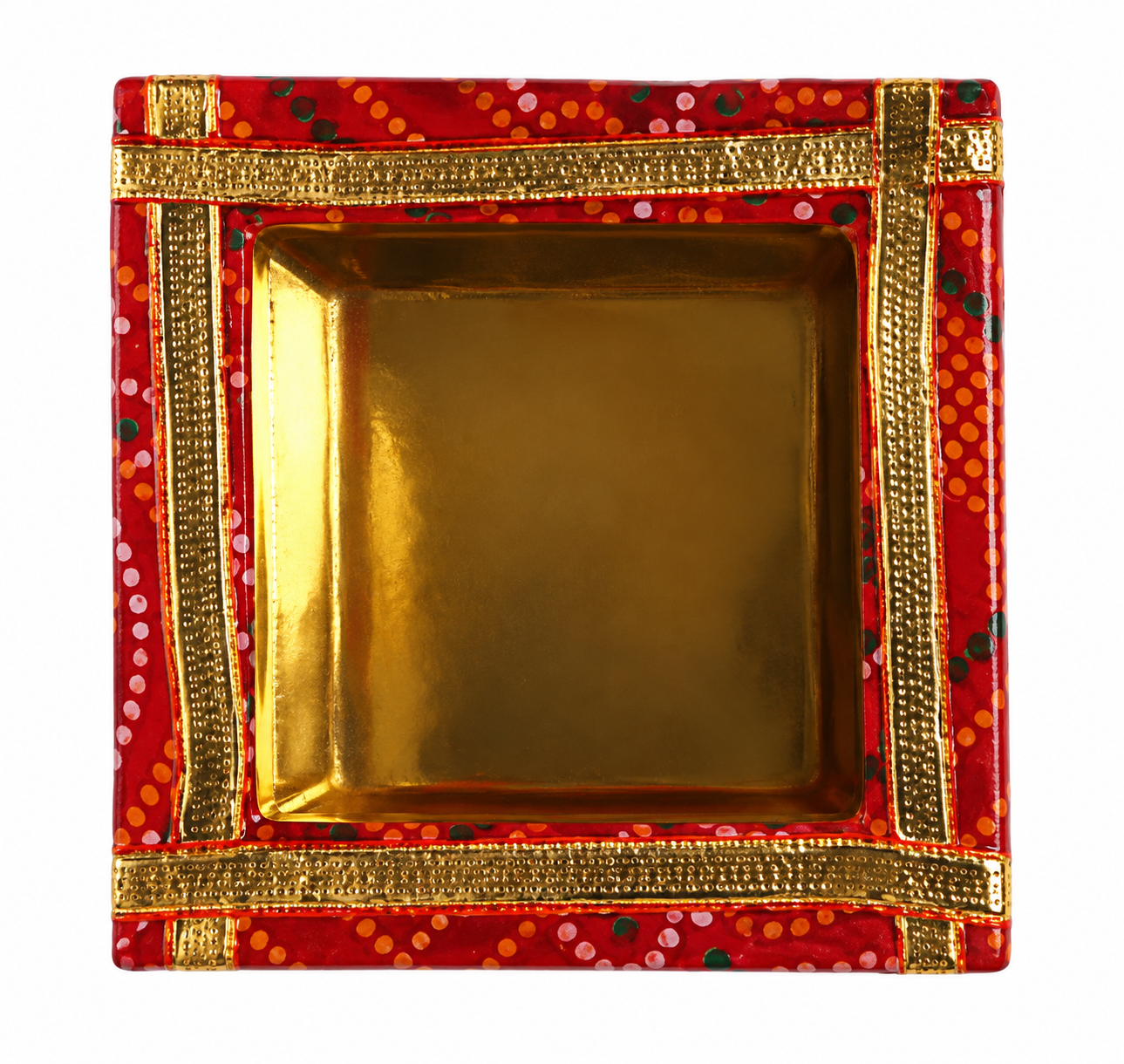 Red Bandhani Sweet Box 1/4 KG  (Square)
