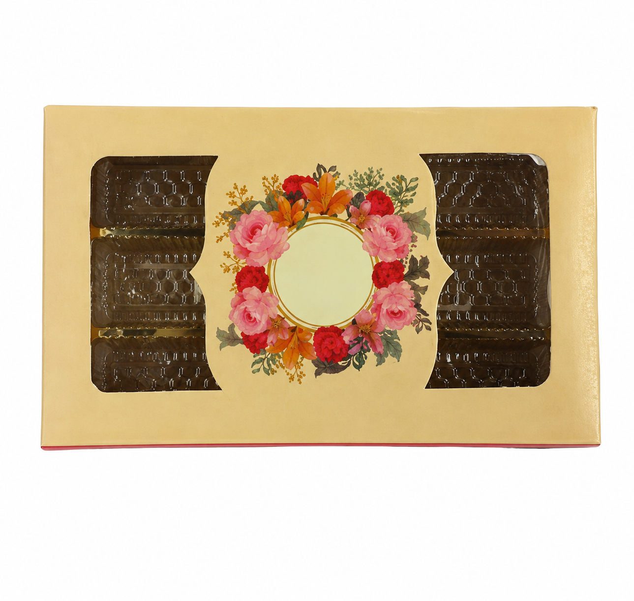 Fancy Design Empty Sweet Boxes (Cream - 3 Patition) - 1/2 Kg