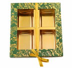 Empty DryFruit Boxes in Square Shape - 4 Compartment (Green)