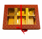 Empty DryFruit Boxes in Square Shape - 6 Compartment (Red)