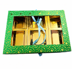 Empty DryFruit Boxes in Square Shape - 6 Compartment (Green)