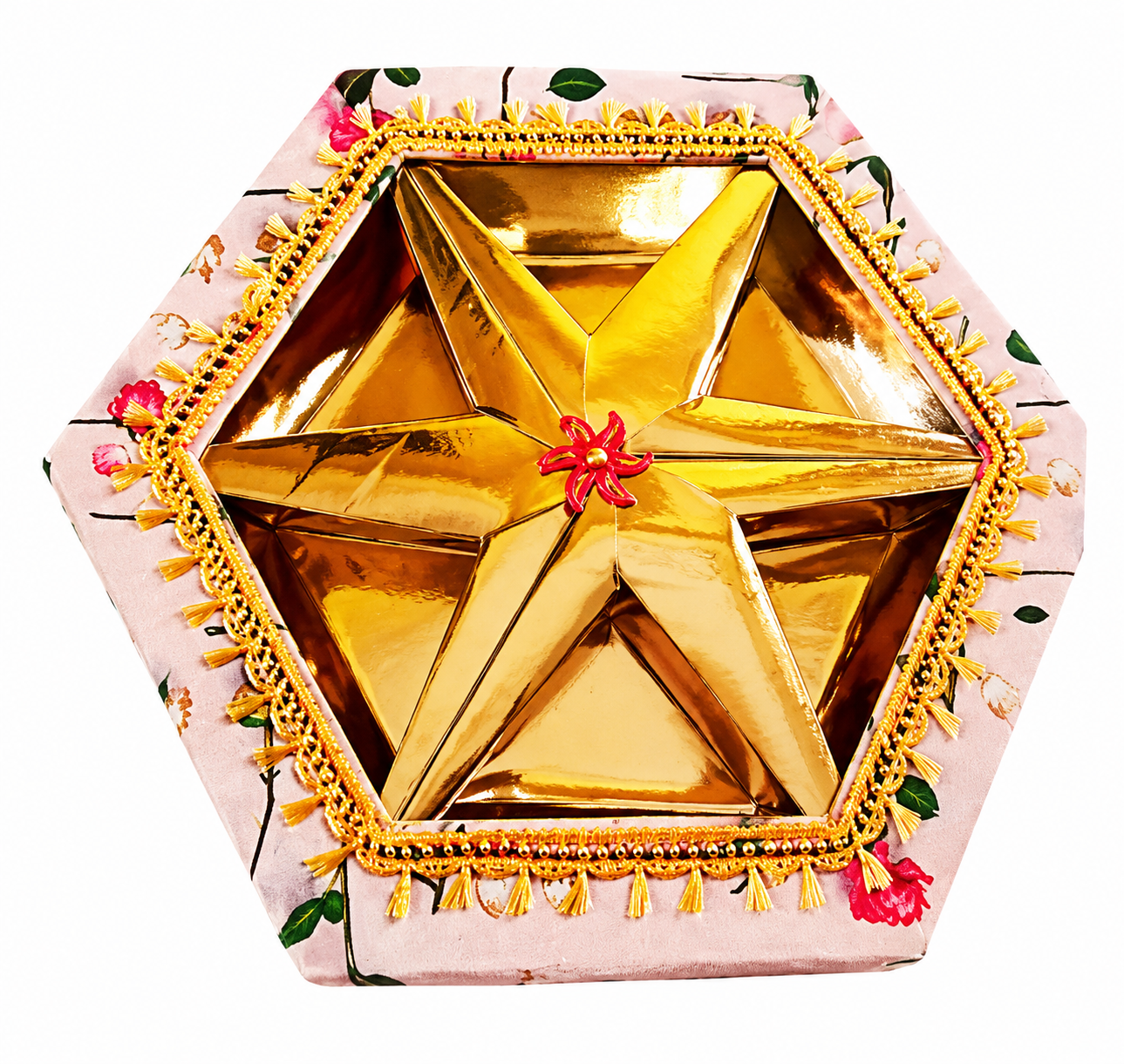 Empty Dry Fruit Boxes in Hexagon Shape - 6 Compartment