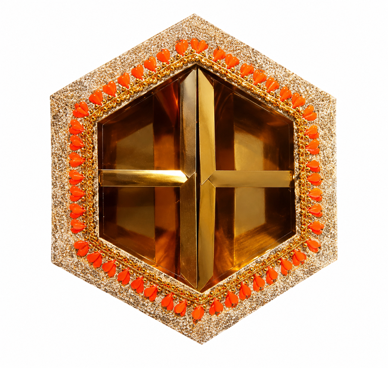 Empty DryFruit Boxes in Hexagon Shape - 4 Compartment (200Gms) - 8x8"