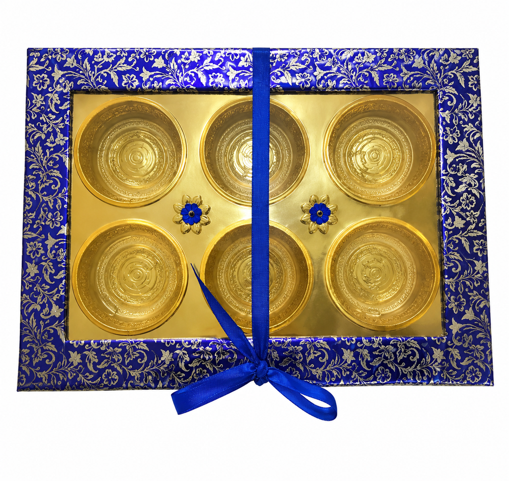 Blue 6 Partition Dry Fruit Box