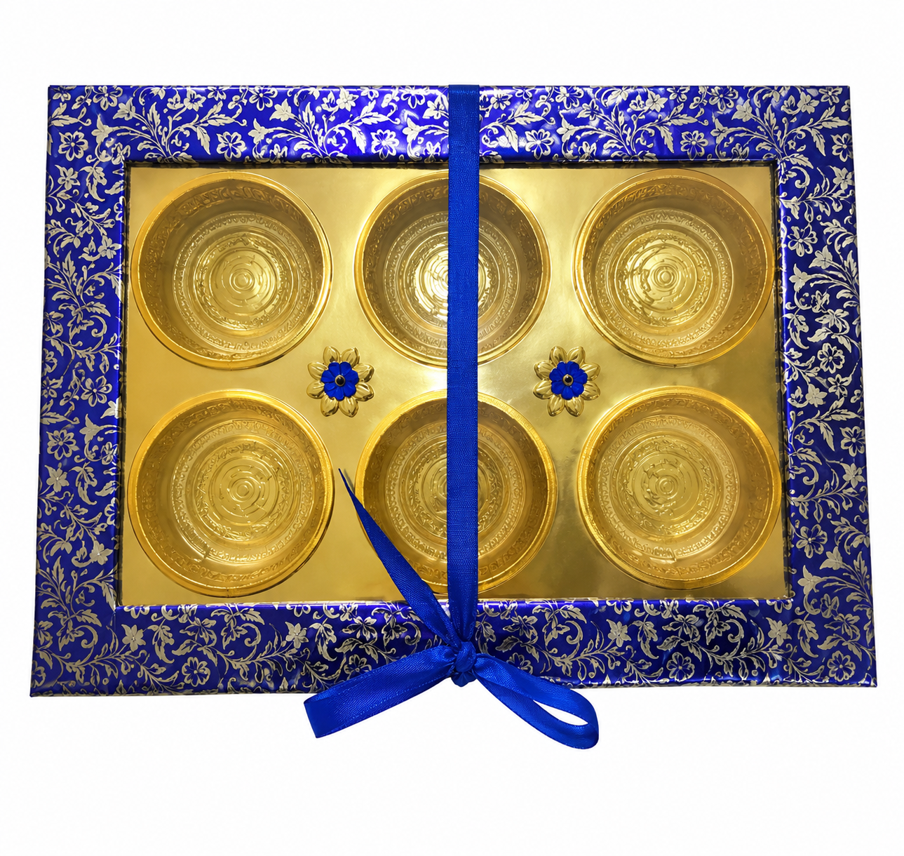 Blue 6 Partition Dry Fruit Box