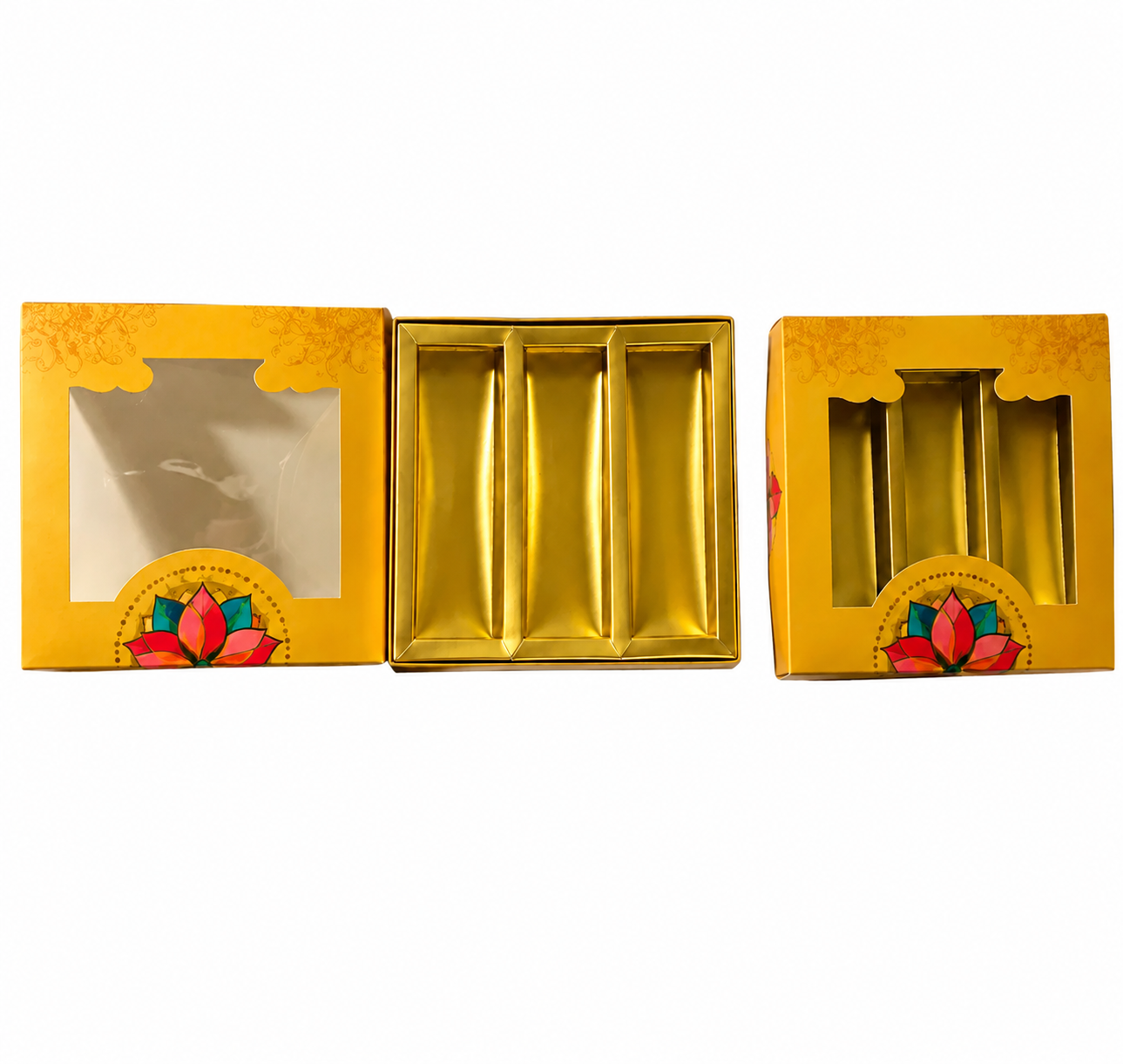 Golden Flower Print Sweet Box 250 Grams 3 Partition