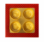 Empty DryFruit Box in Square & Inside-Katori Shape - 4Comp (Red) -9x9"