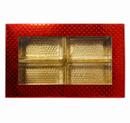 Empty DryFruit Boxes in Rectangle Shape - 4 Compartment (Red) - 12 x 7