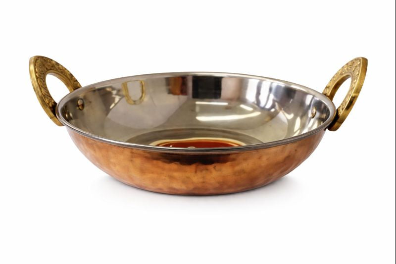 Copper Stainless Steel Hammered Kadai (3 Sizes)