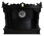 Dark Brown Open Wooden Temple w/ Ganpati Idol & Om Symbol - 24"- LI50