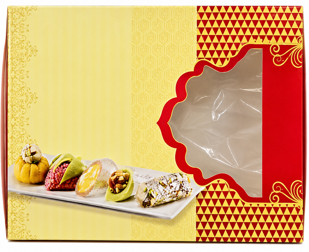 Red & Yellow Empty  Sweet Folding Box -1 Kg