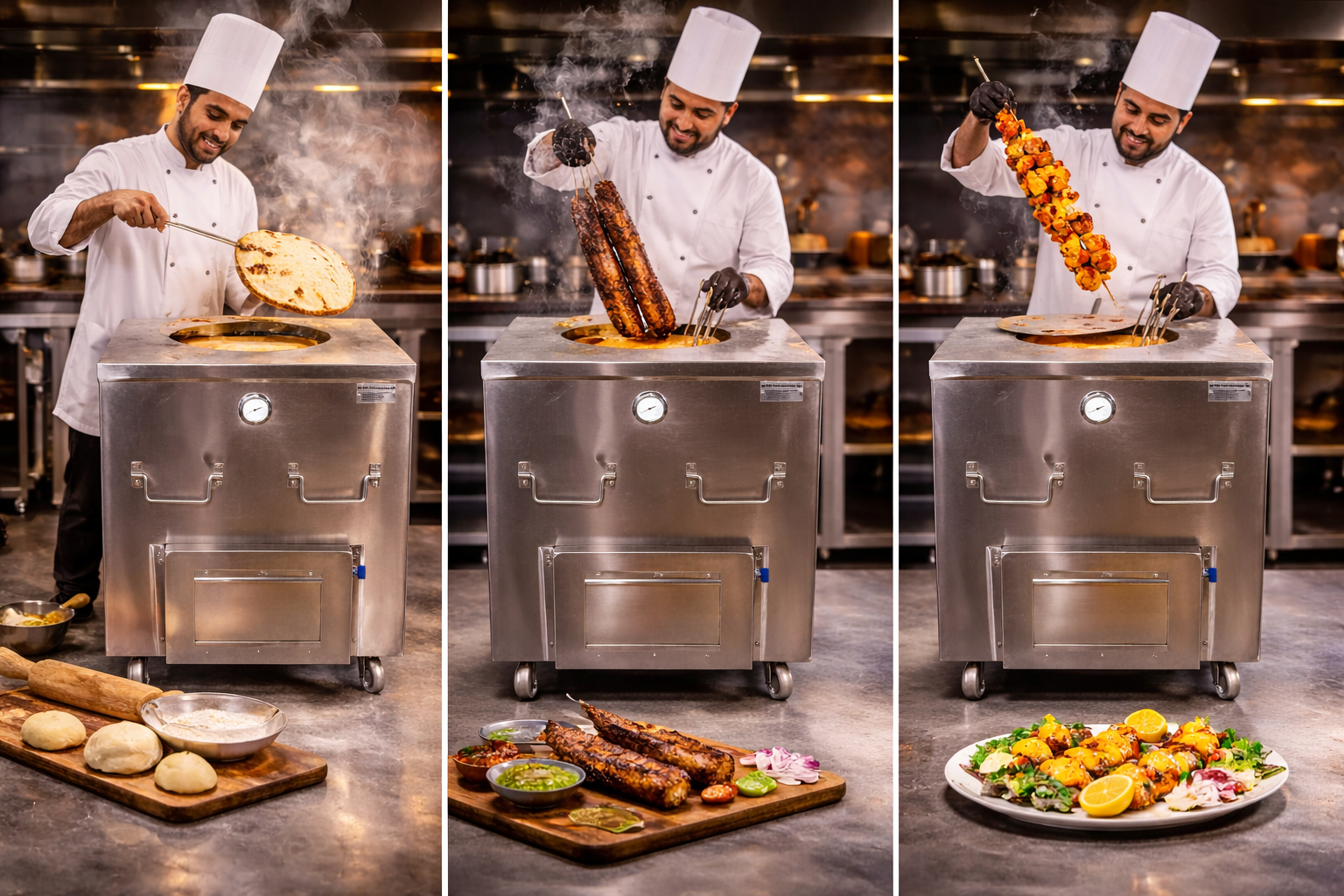 NSF Certified Commercial Tandoor Oven with Trolley - 34" x 34" x 37"