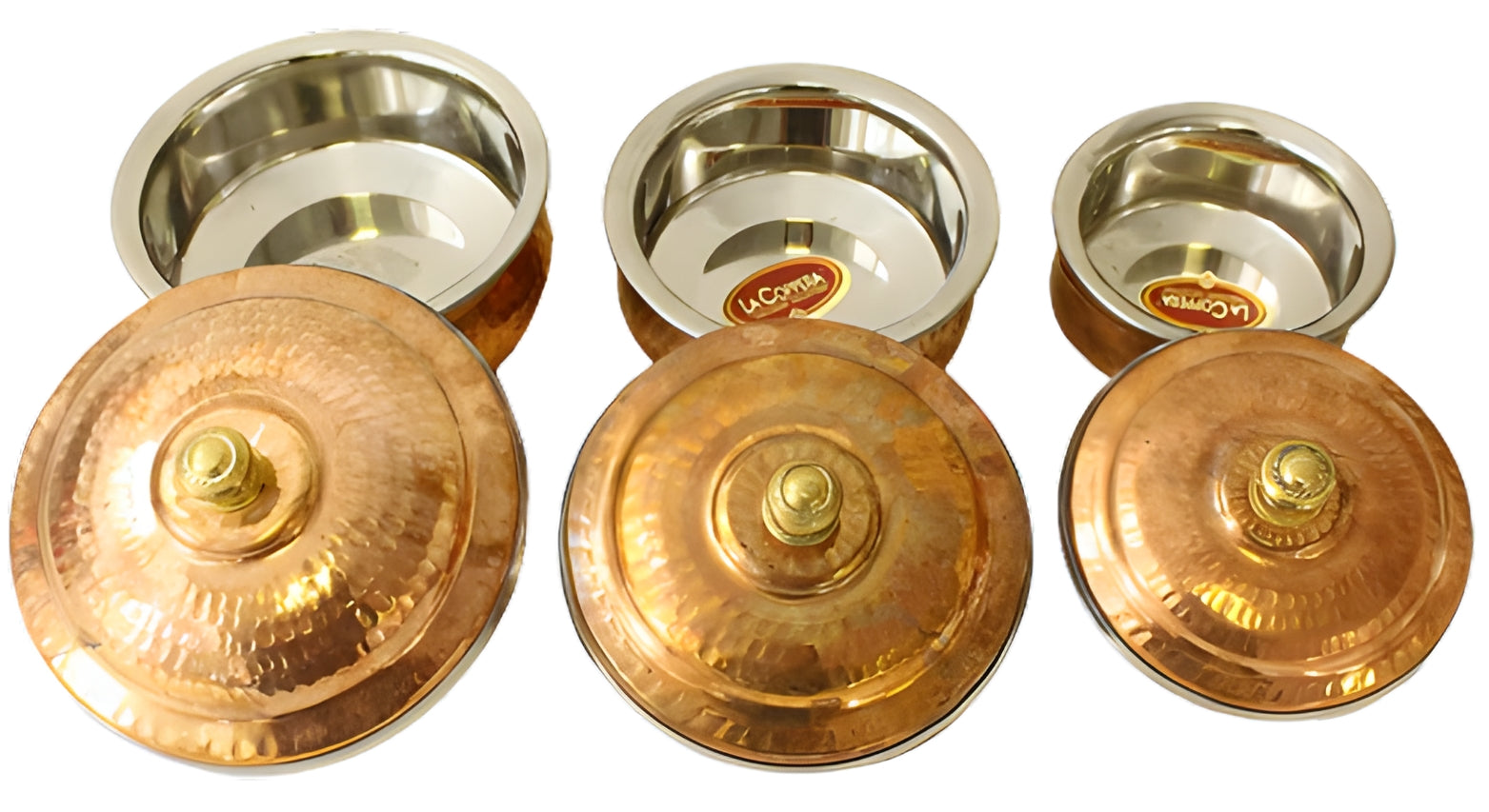 Copper Hammered Handi with Lid - 3 Sizes