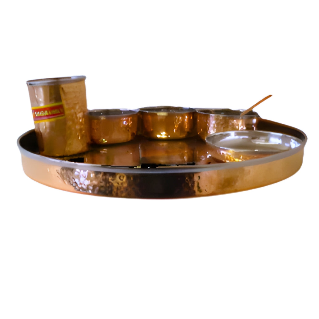 Copper Hammered Thali Set