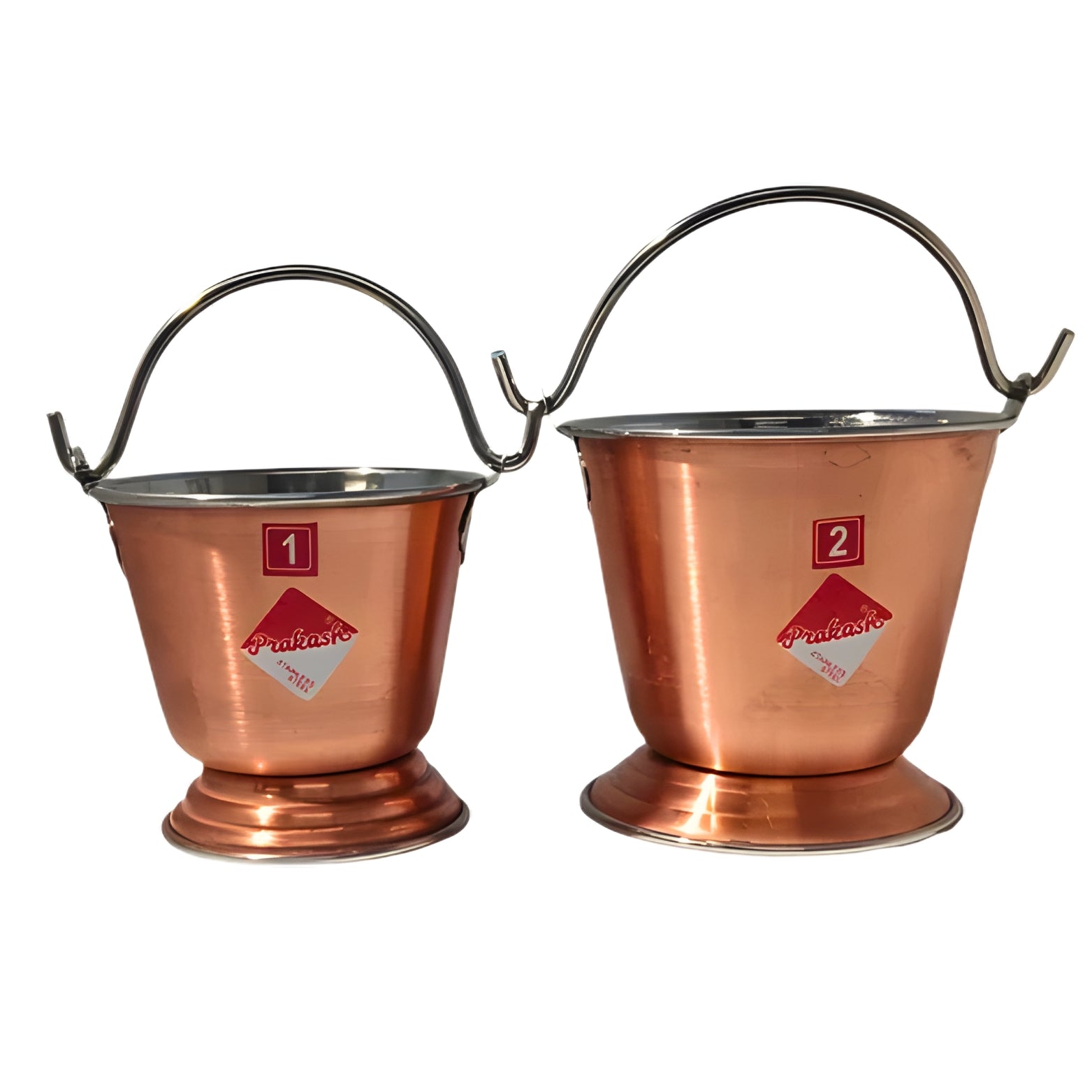 Copper Stainless Steel Bucket (Balti) Serving Ware (Plain) - 2 Sizes