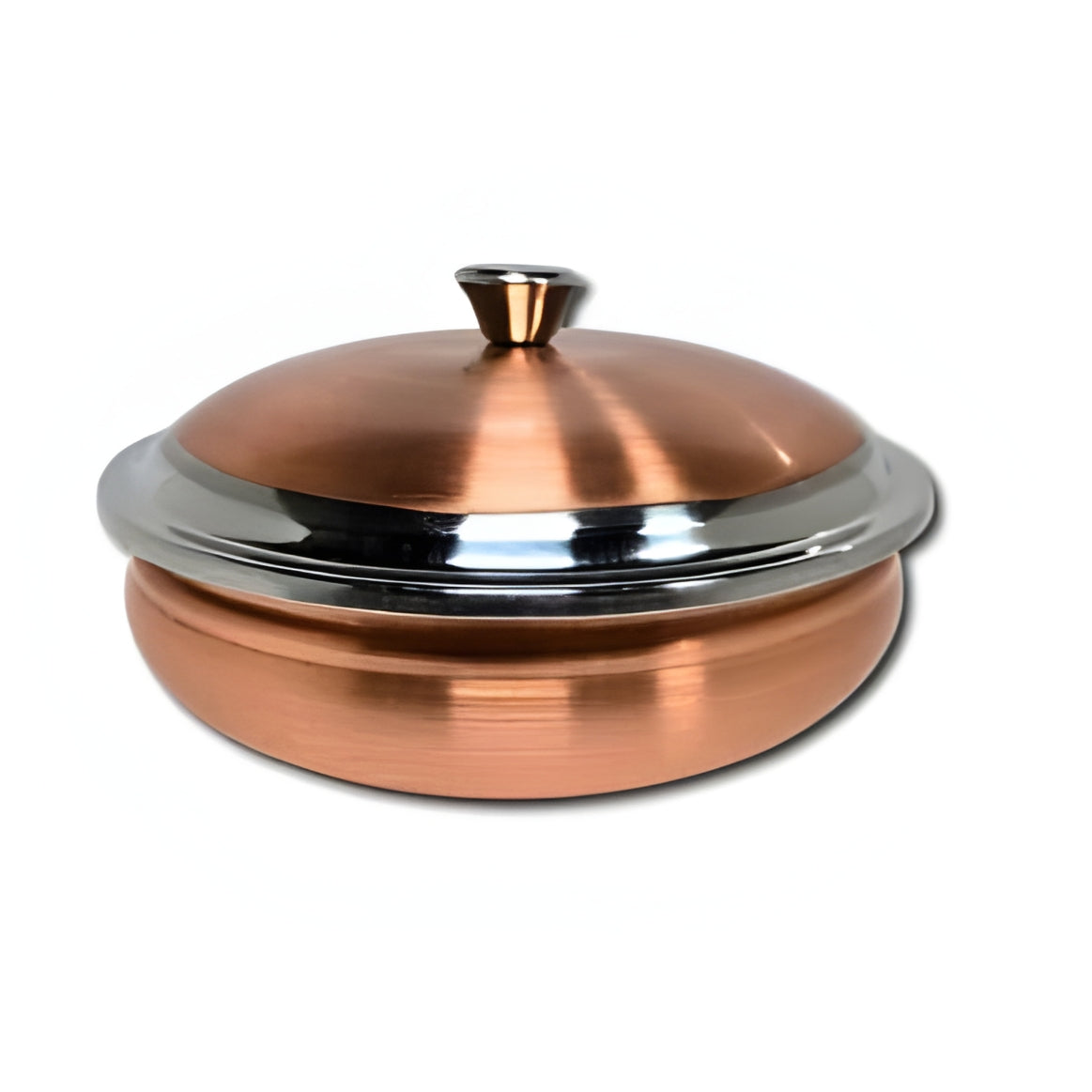 Copper Stainless Steel Handi Serving Dish with Lid (Plain) - 3 Sizes