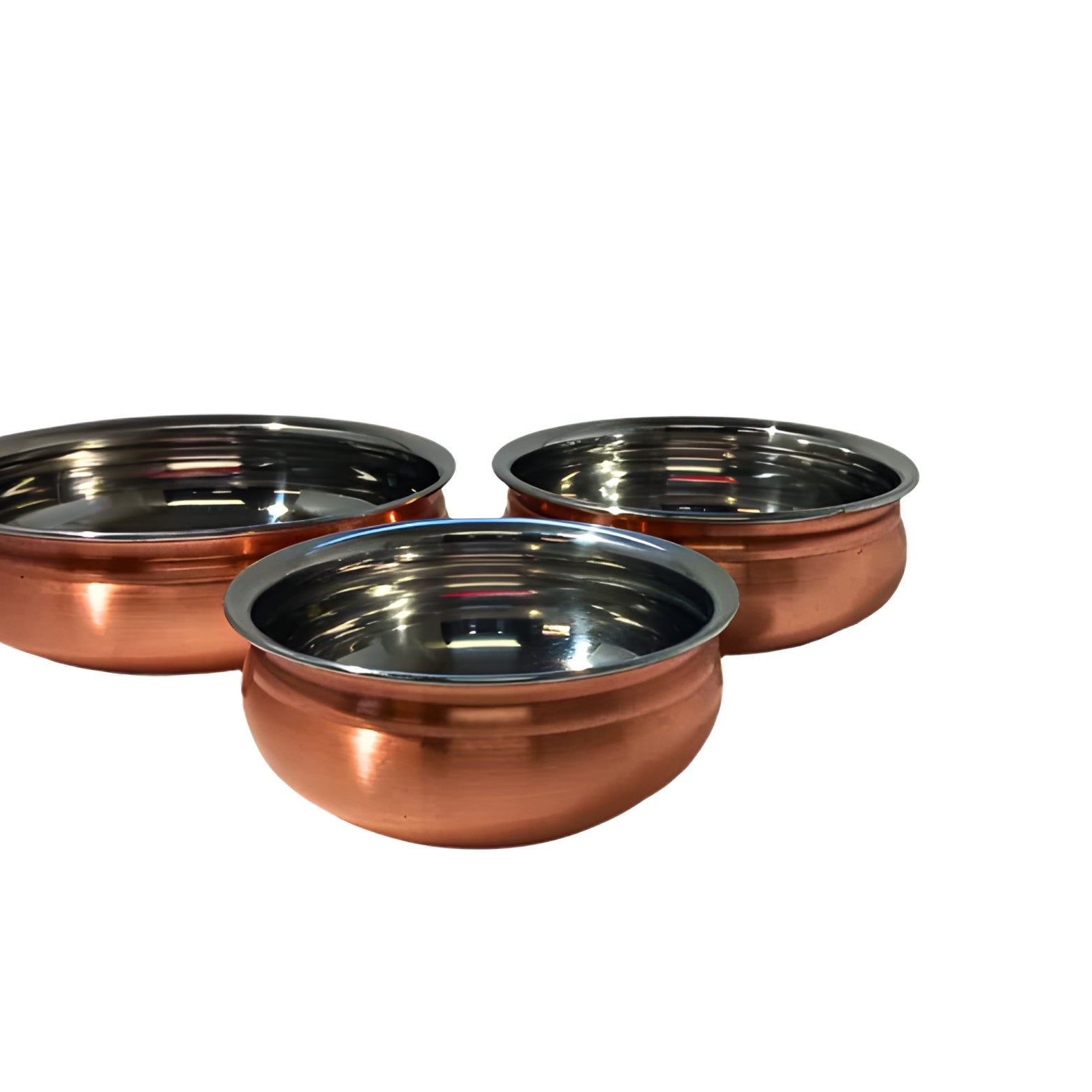 Copper Stainless Steel Handi Serving Dish with Lid (Plain) - 3 Sizes