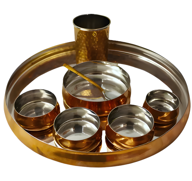 Copper Hammered Thali Set