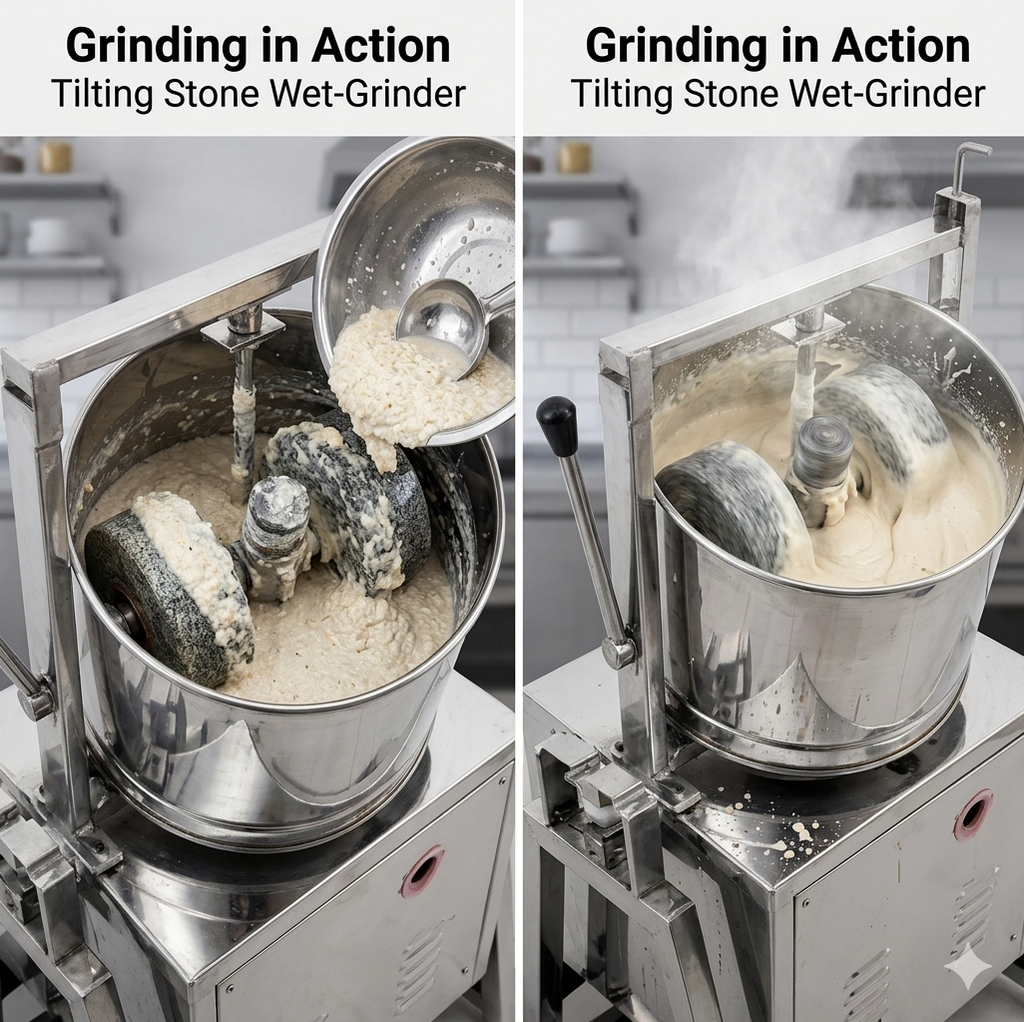 Commercial Steel Tilting Stone Wet-Grinder for Restaurants & Catering - 10 Liter