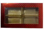 Empty DryFruit Boxes in Rectangle Shape - 4 Compartment (Red) - 12 x 7