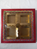 Empty DryFruit Boxes in Square Shape - 4 Compartment (200Gms) - 9 x 9"