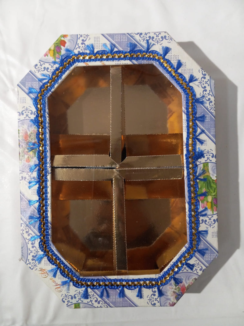 Empty DryFruit Boxes in Octagon Shape - 4 Compartment (300Gms) - 10 x 7"