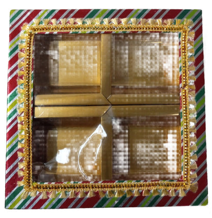 Empty DryFruit Boxes in Square Shape - 4 Compartment (400Gms) - 10 x10"