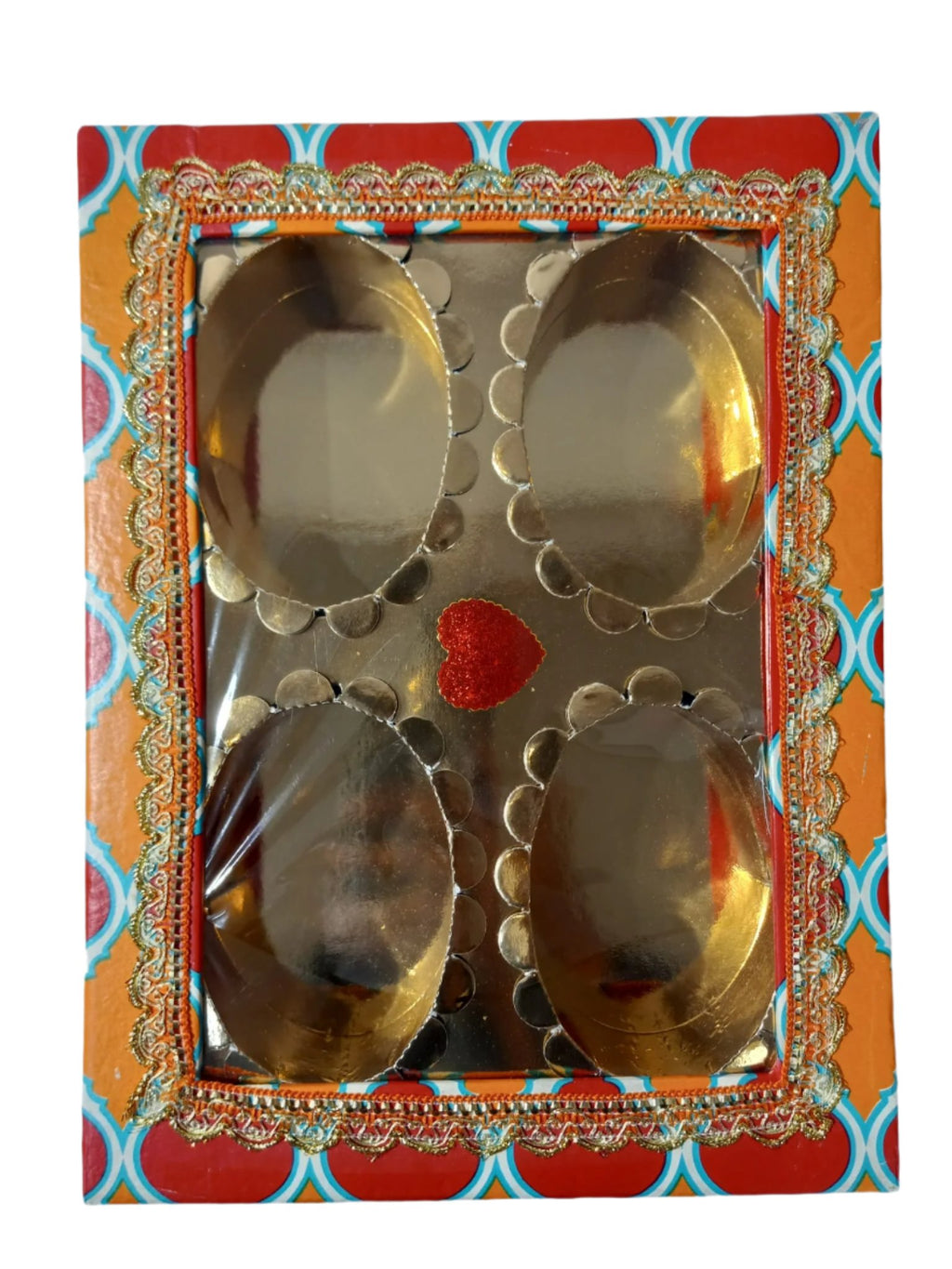 Empty DryFruit Boxes - 4 Compartment (Oval Shape-Inside) - 10 x 8"