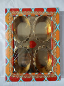 Empty DryFruit Boxes - 4 Compartment (Oval Shape-Inside) - 10 x 8"