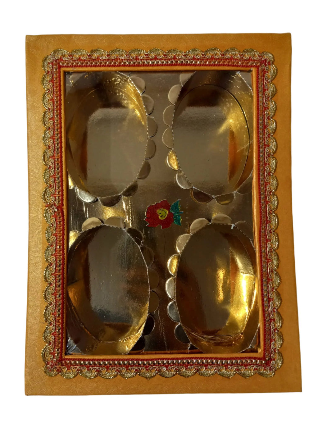 Empty DryFruit Boxes - 4 Compartment (Oval Shape-Inside) - 10 x 8"