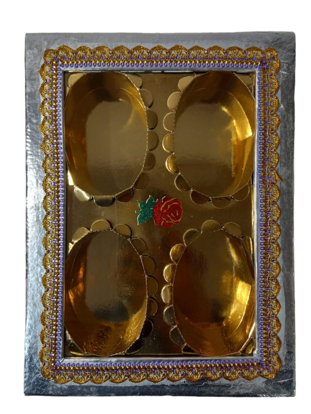 Empty DryFruit Boxes - 4 Compartment (Oval Shape-Inside) - 10 x 8"
