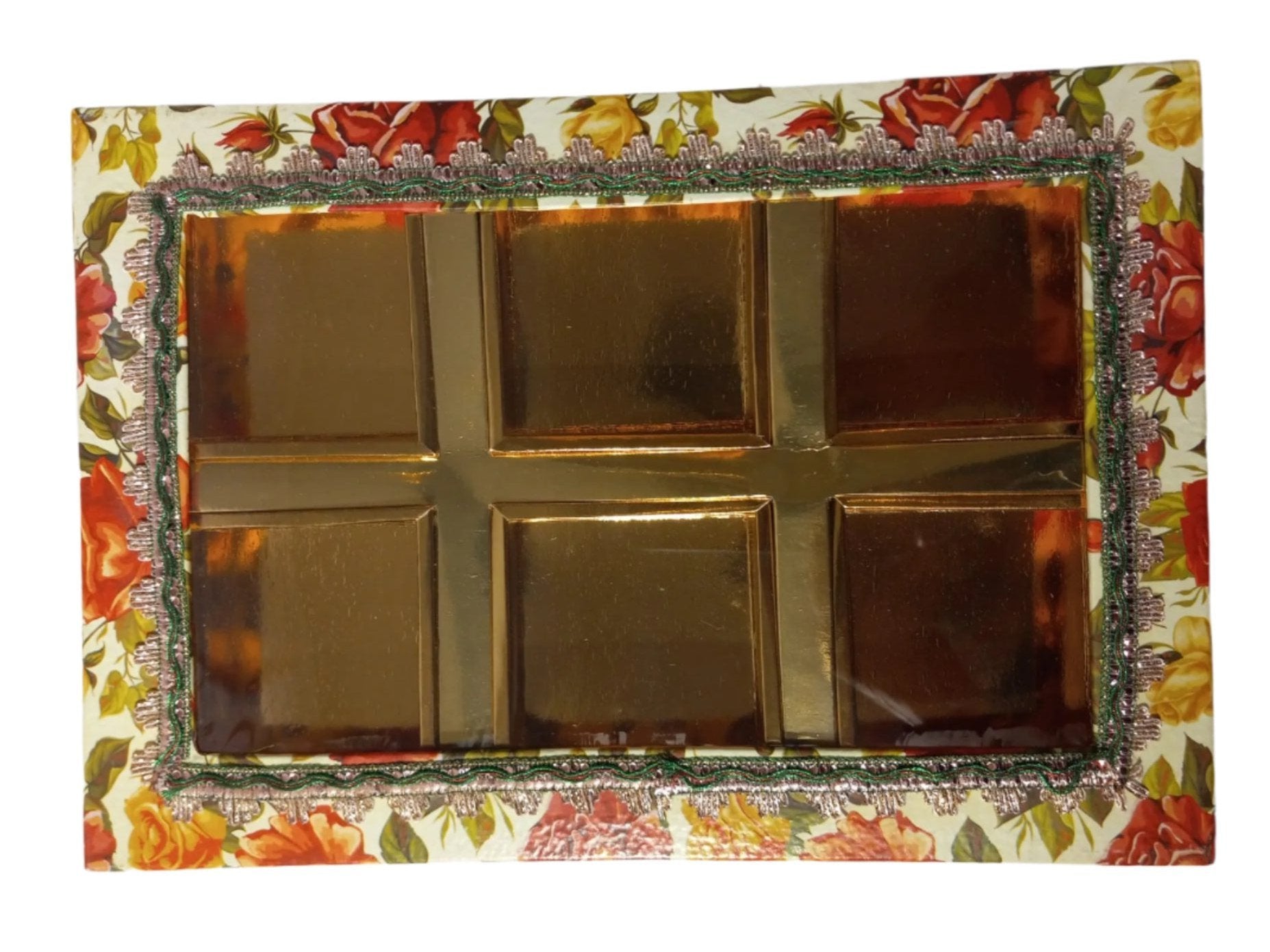 Empty DryFruit Boxes in Rectangle Shape - 6 Compartment (600Gms) - 13 x9"