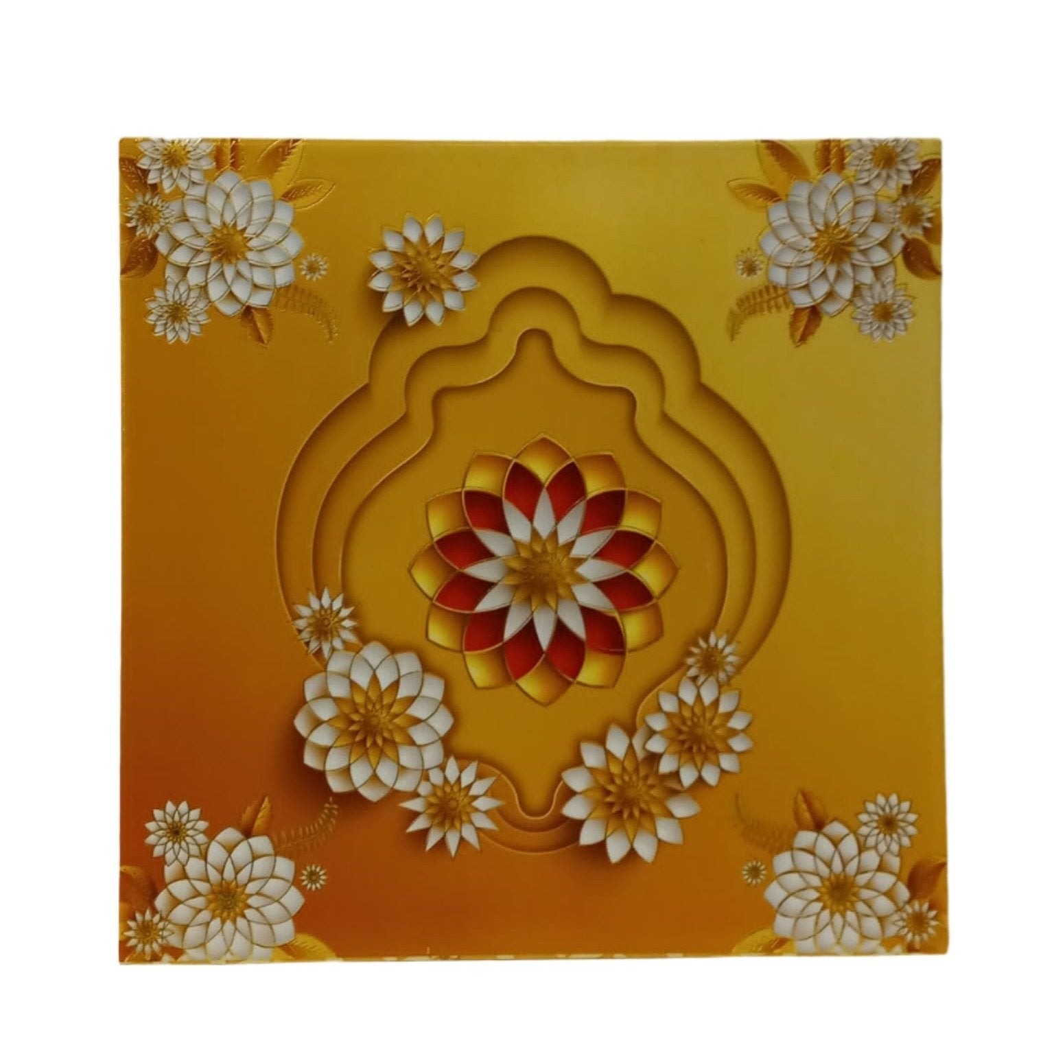 Beautiful Decorative White & Yellow Flower Design of Empty Sweet Boxes - 1/2 Kg