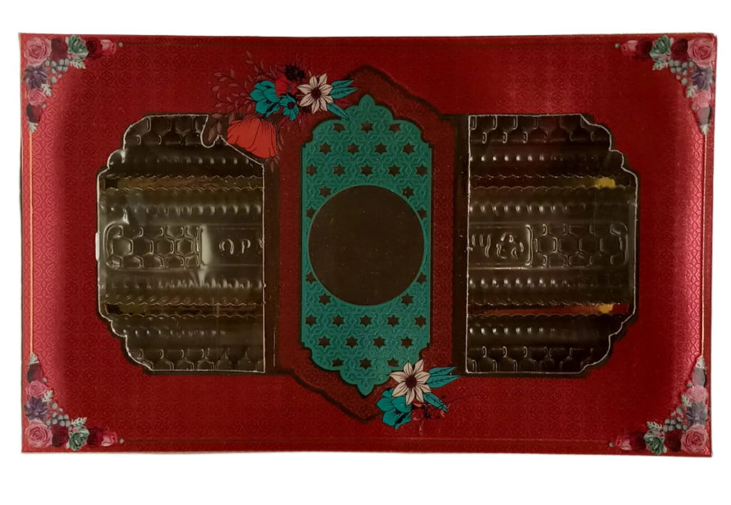 Fancy Design Empty Sweet Boxes (Red - 3 Patition) - 1/2 Kg