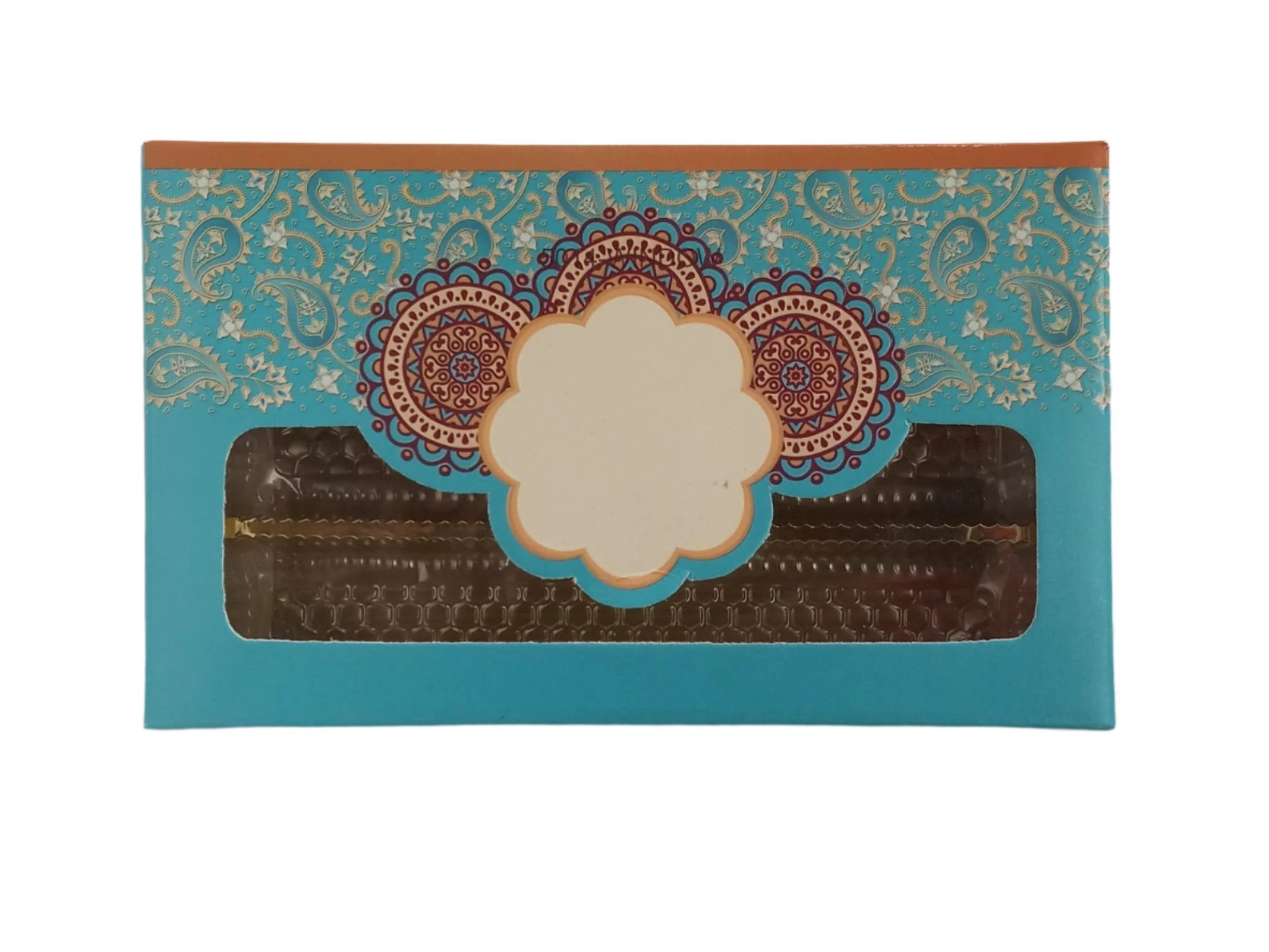 Fancy Design Empty Sweet Boxes (Blue - 3 Patition) - 1/2 Kg